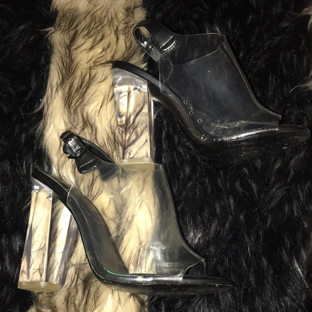 ALDO Clear/black chunky heels